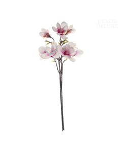 Dekor Deluxe Umetne rože set treh vej  magnolij z beo-rožnatimi cvetovi, zelenimi popki in rjavimi stebli