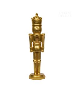 Dekor Deluxe Zlata figura vojaka hrestača s krono z zlatimi bleščicami na podstavku.