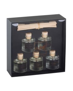 Dekor Deluxe set petih 5 steklenic z dišavami za prostor z dodanimi bambusovimi palčkami