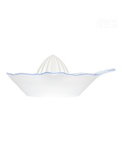Dekor Deluxe ožemalnik citrusov iz vrhunskega belega porcelana s poslikavo s spominčicami.