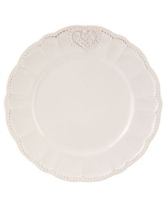 Dekor Deluxe keramicni kroznik umazano bele barve bez country style za sladice 21 cm premer