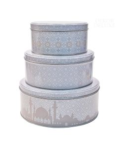 KEANU set 3 škatlic oriental sivo-bele P19 cm