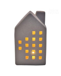 CALVINA lanterna hišica siva V13.5 cm