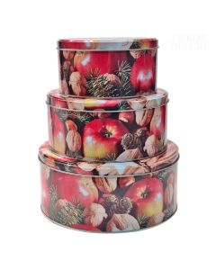 JESSIE set 3 škatlic Božična jabolka pisan P19.5 cm