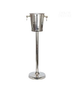 Dekor Deluxe - snemljiva kovinska posoda za hlajenje vina in penečega vina na podstavku z ročaji v obliki obročev.