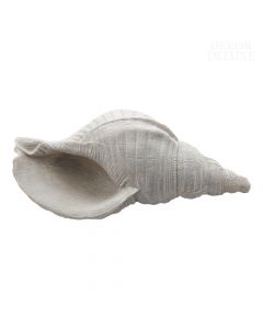 Dekor Deluxe podolgovata bela replika ležeče morske školjke, visoka 10 cm in široka 24 cm, z natančno prikazanimi podrobnostmi.
