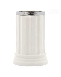 Dekor Deluxe bel kopalniški kozarec v slogu starogrških stebrov in s srebrno obrobo za zobne krtačke in ostale kopalniške in kozmetične dodatke.
