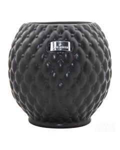 Črn okrasni keramični cvetlični lonec za rože, okrogle oblike z enakomernim diamantnim vzorcem, za notranjo uporabo.

