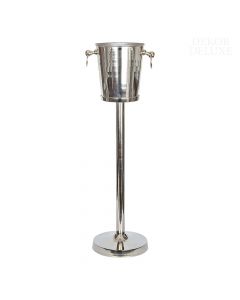 Dekor Deluxe - snemljiva kovinska posoda za hlajenje vina in penečega vina na podstavku z ročaji v obliki obročev.