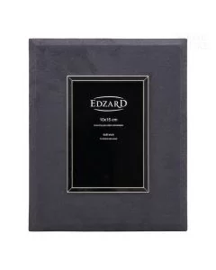 Dekor Deluxe - Namizni in stenski foto okvir za fotografije 10 x 15 cm, prevlečen s modrim brušenim usnjem in s črnim žametnim ozadjem.
