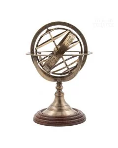 Dekor Deluxe kovinska armilarna sfera visoka 29 cm, replika zgodnje astronomske merilne naprave za merjenje nebesnih koordinat in leg nebesnih teles.