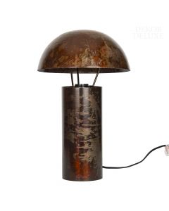 Dekor Deluxe namizna svetilka iz dveh delov iz kovine staranega videza v obliki gobe v rjavi barvi.