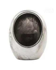 Dekor Deluxe srebrn svečnik, ovalen, visok 19,5 cm, iz kovine, z votlo notranjostjo za čajno ali široko majhno svečo.
