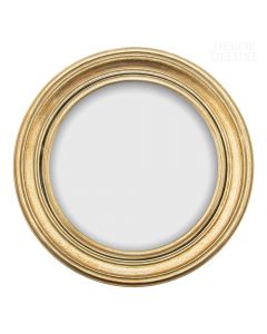 Dekor Deluxe okroglo konveksno stensko ogledalo, premera 34,5 cm, z elegantnim pozlačenim okvirjem.