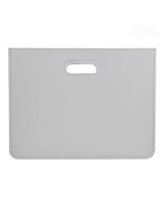 Dekor Deluxe bela zložljiva košara za časopise iz umetnega usnja, dimenzij 40 x 30 x 19 cm, z odprtinami za prijem.