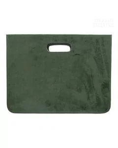Dekor Deluxe temno zelena zložljiva košara za časopise iz žameta, dimenzij 40 x 30 x 19 cm, z odprtinami za prijem.