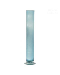 Dekor Deluxe visoka valjasta steklena vaza svetlo modre barve, visoka 45 cm, primerna za posamezne rože ali manjše šopke.