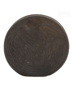 Dekor Deluxe okrogla ploščata rjava keramična vaza, visoka 14 cm.