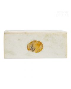 Dekor Deluxe Škatlica za shranjevanje nakita iz belega marmorja in z vgrajenimi ploščicami rjavega ahata