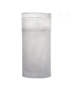 Dekor Deluxe ledeno-bela ozka steklena vaza, z zamegljenim steklom, visoka 22,5 cm.