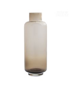 Dekor Deluxe visoka steklena vaza z ožjim dnom in vrhom, prozorno-rjave barve, visoka 30 cm.