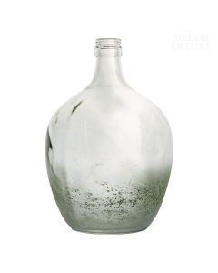 Dekor Deluxe široka velika steklena vaza, visoka 38 cm, z zoženim grlom, ledenozelene barve spodaj in prozorna zgoraj.