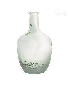 Dekor Deluxe široka velika steklena vaza, visoka 30 cm, z zoženim grlom, ledenozelene barve spodaj in prozorna zgoraj.