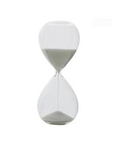 Dekor Deluxe srednje velika steklena peščena ura belim peskom iz dveh prekatov.