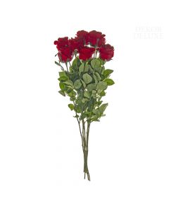 Umetne rože, šopek 8 rdečih vrtnic na steblu z bodicami in listi