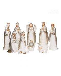 Dekor Deluxe Božične jaslice set 11 ročno poslikanih figur iz keramike, sveti trije kralji, devica Marija, Sveti Jožef 