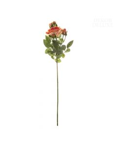 Dekor Deluxe Umetna roža z mareličnimi cvetovi, zelenimi listi in dolgim zelenim steblom