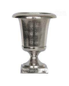 Dekor Deluxe Masivna valjasta srebrna kovinska vaza na podstavku 