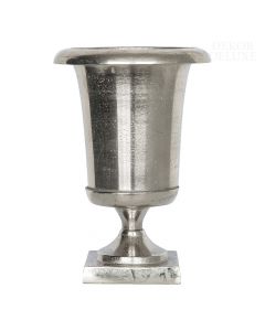 Dekor Deluxe Srebrna kovinska vaza s hrapavo površino na podstavku