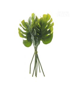 Dekor Deluxe - umetne rože, šopek 6 zelenih listov monstere z velikimi realističnimi listi in močnimi stebli.
