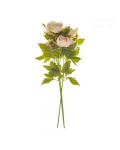 Dekor Deluxe Umetne rože šopek treh potonik z marelično belimi cvetovi in zelenimi listi na podolgovatem zelenem steblu