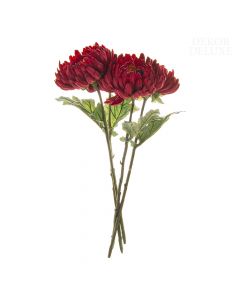 Dekor Deluxe Šopek štirih krizantem rdeče barve. Vsaka roža z enim listom.  