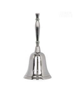 Dekor Deluxe elegantno oblikovan namizni kovinski zvonček srebrne barve višine 21 cm