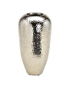 Dekor Deluxe srebrna kovinska vaza podolgovate valjaste oblike