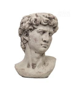Dekor Deluxe Cvetlični lonec v obliki figure skulpture Davidove glave v sivi cementni barvi 