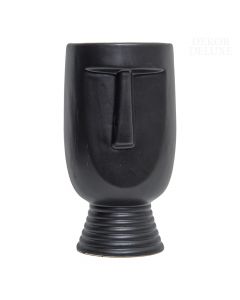 Dekor Deluxe Minimalistična črna vaza z obrazom visoka 20 cm 