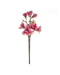 Dekor Deluxe Umetne rože set 3 treh vej magnolij z rožnatimi cvetovi, zelenimi popki in rjavimi vejami