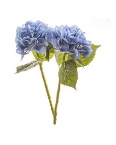 Dekor Deluxe - Umetne rože dve hortenziji z modrimi cvetovi in zelenimi listi in stebli