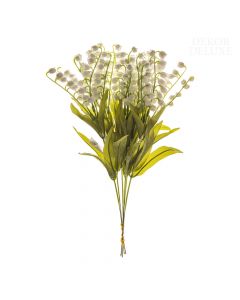 Dekor Deluxe - Umetne rože šopek šmarnic z belimi cvetovi in zelenimi listi