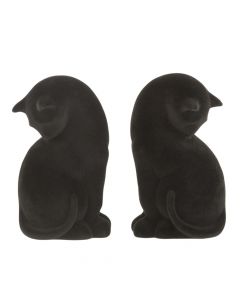 Dekor Deluxe - držalo za knjige v obliki dveh črnih sedečih mačk