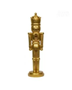 Dekor Deluxe Zlata figura vojaka hrestača s krono z zlatimi bleščicami na podstavku.