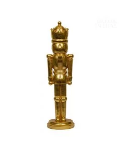 Dekor Deluxe Zlata figura vojaka hrestača s krono z zlatimi bleščicami na podstavku.