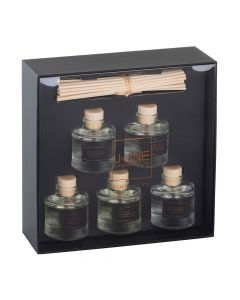 Dekor Deluxe set petih 5 steklenic z dišavami za prostor z dodanimi bambusovimi palčkami