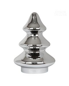 Dekor Deluxe stekleno Božično drevo srebrne barve v treh nadstropjih višine 21 cm