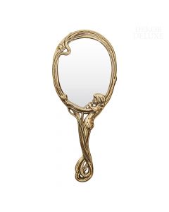 Dekor Deluxe ročno ogledalo zlate barve z ornamenti višine 25 cm