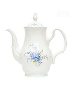 Dekor Deluxe kavnik prostornine 1,2 l bele barve iz vrhunskega porcelana s poslikavo s spominčicami.